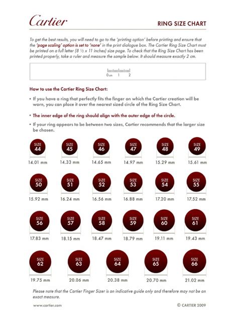 cartier ring sizes conversion chart.